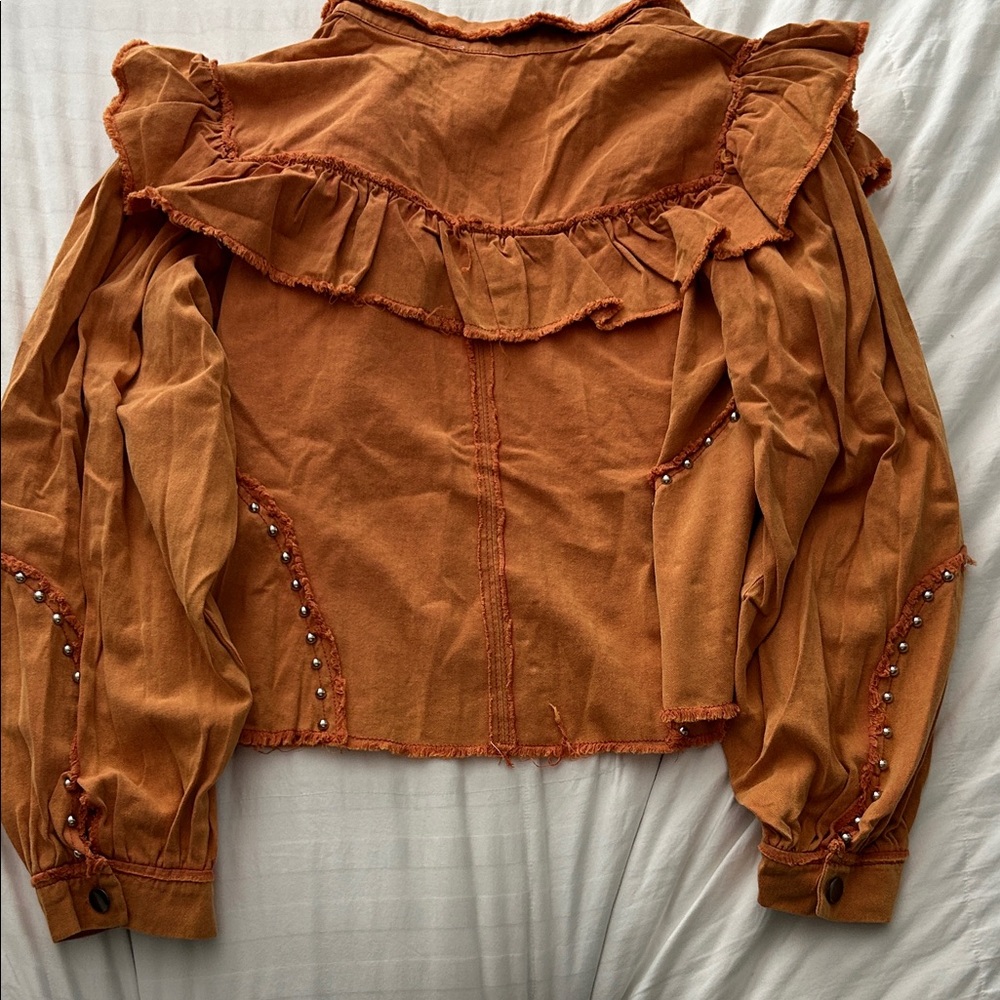 POL Orange Ruffled Button-Up Blouse - Picture 3 of 3